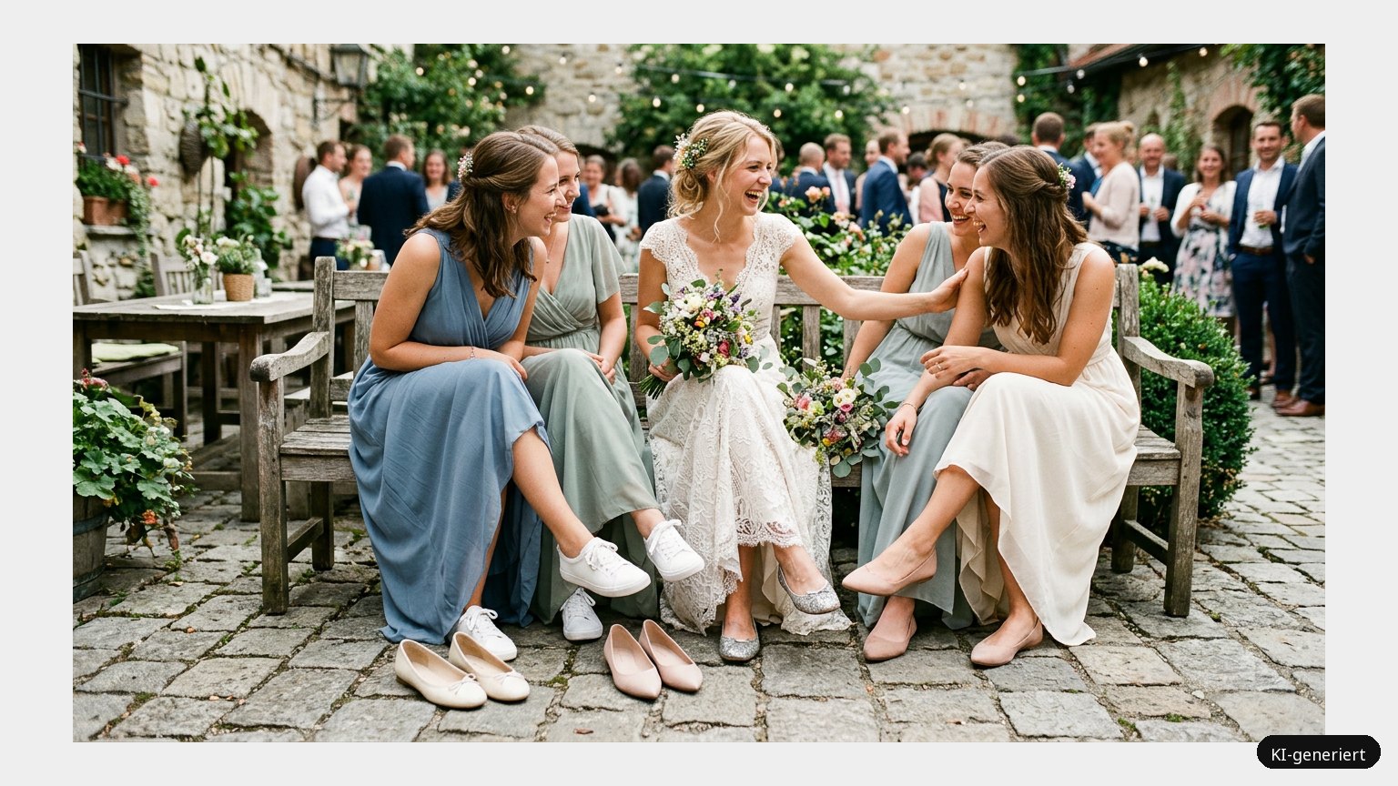 Ballerinas und Co. Flache Brautschuhe an die Macht! (KI-generiertes Symbolbild)