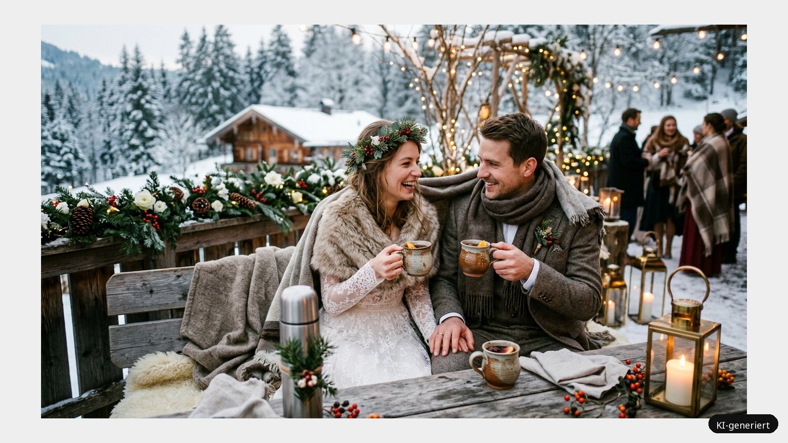 Dekoideen für eine Winterhochzeit (KI-generiertes Symbolbild)