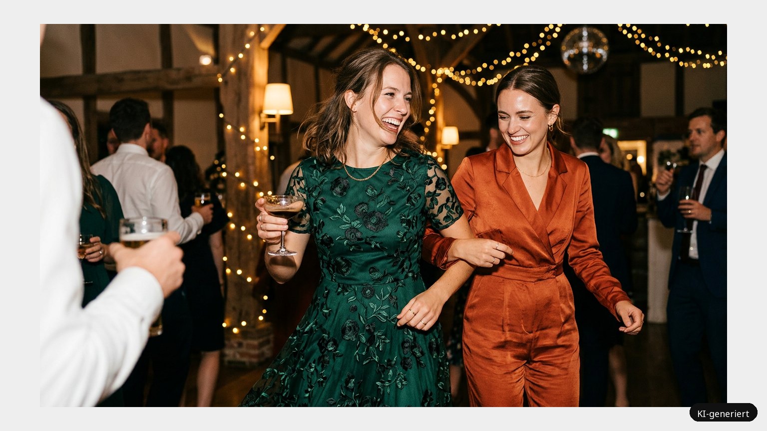 Die besten Kleider für eine Hochzeitsparty (KI-generiertes Symbolbild)