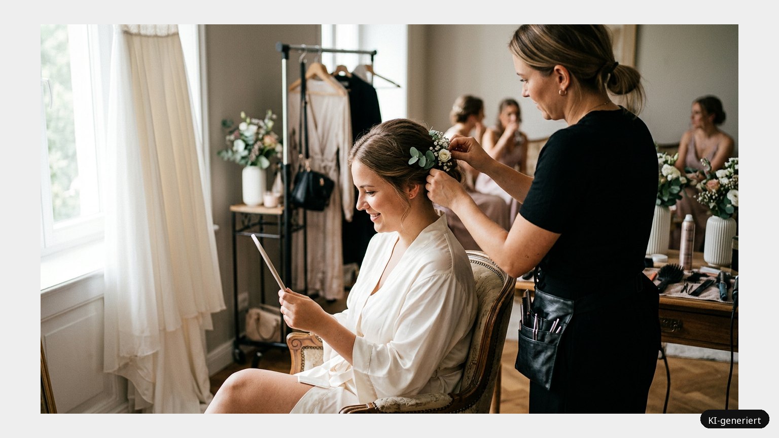 Hochzeit Frisuren. Rundes Gesicht – welche Frisur? (KI-generiertes Symbolbild)