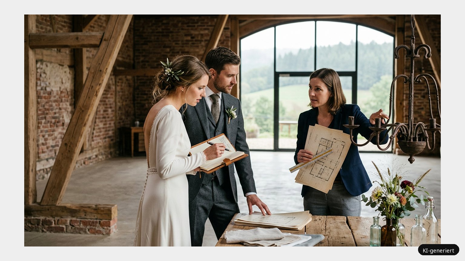 Hochzeitslocation. Diese Fragen unbedingt vorher stellen! (KI-generiertes Symbolbild)