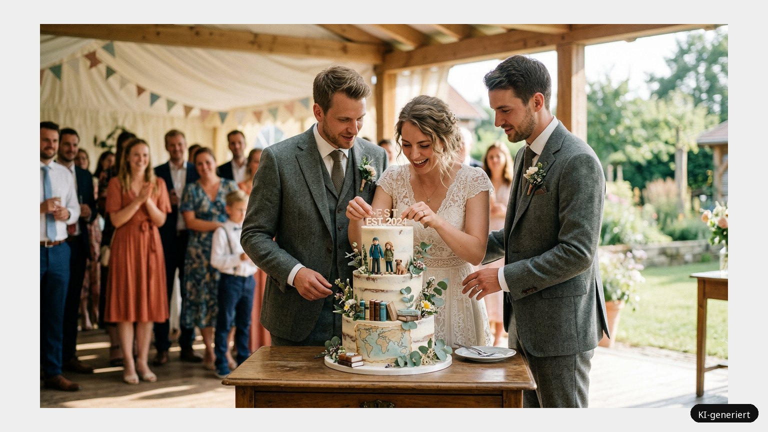 Ideen für eine personalisierte Hochzeitstorte (KI-generiertes Symbolbild)