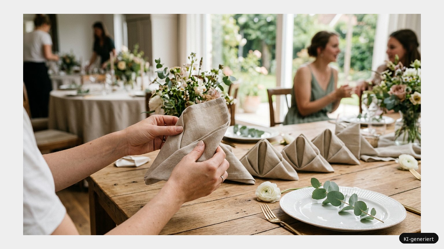Servietten Falten für die Hochzeit. Die beste Anleitung (KI-generiertes Symbolbild)