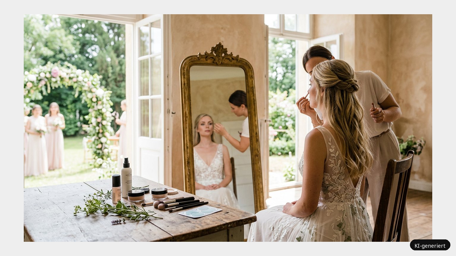 Sommerhochzeit: Tipps für das perfekte Braut-Make-Up (KI-generiertes Symbolbild)